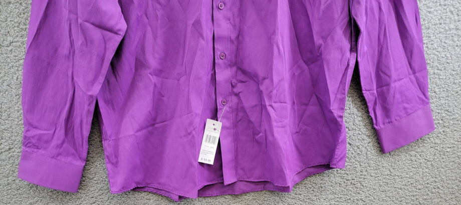 Tayion Collection Slim-Fit Gold Trim Solid Dress Shirt Men's XXL 18-18.5 34-35