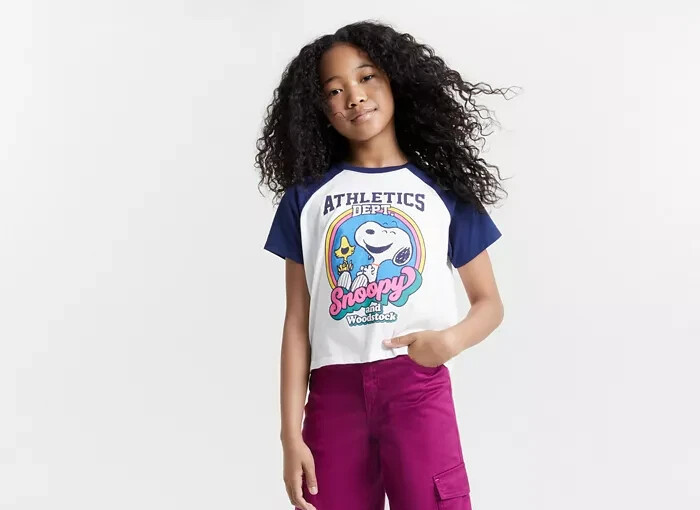 Epic Threads Snoopy Graphic T-Shirt Girls S (7/8) Angel White Multi Pullover S/S