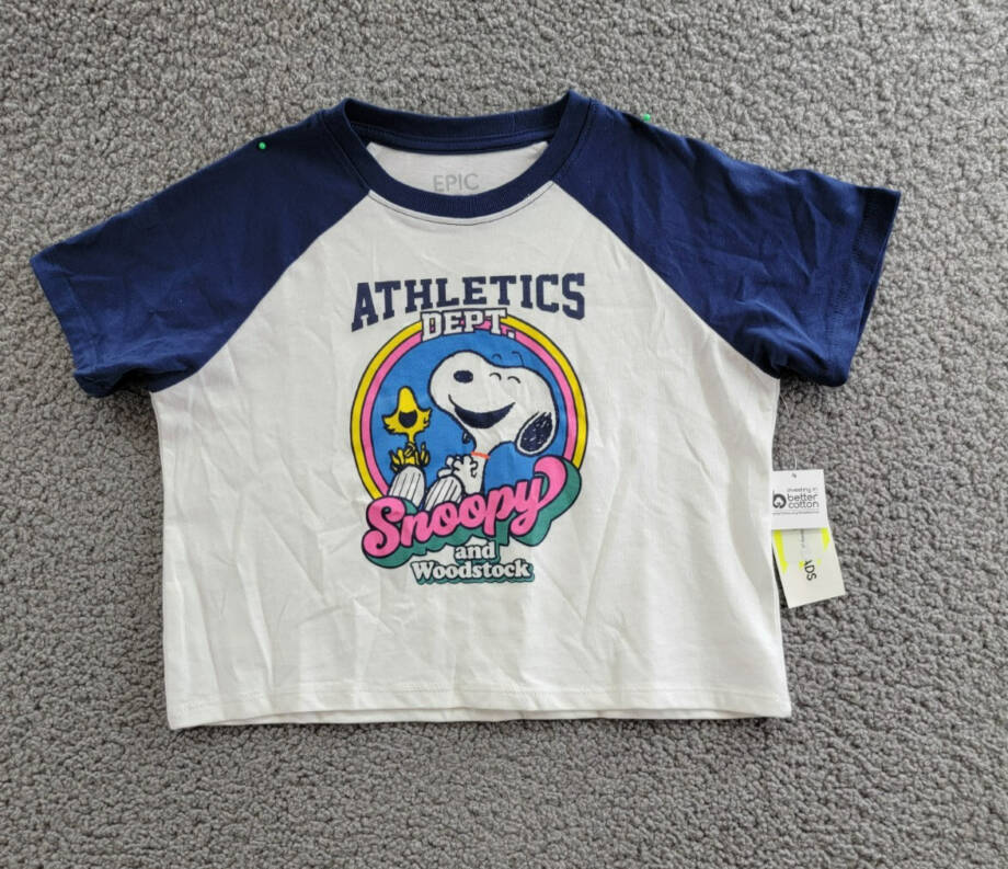 Epic Threads Snoopy Graphic T-Shirt Girls S (7/8) Angel White Multi Pullover S/S