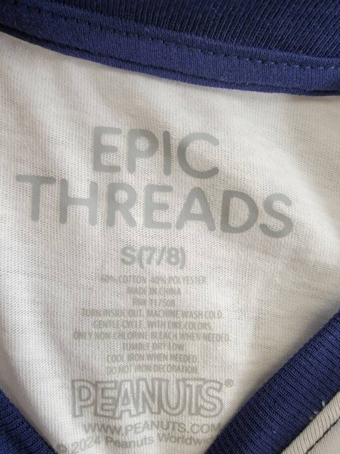 Epic Threads Snoopy Graphic T-Shirt Girls S (7/8) Angel White Multi Pullover S/S