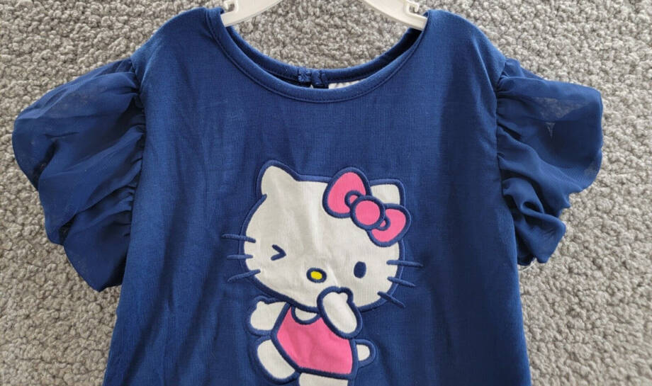 Hello Kitty by Sanrio Printed Wink Short Sleeve Top Girls 4 Blue Pullover Style~