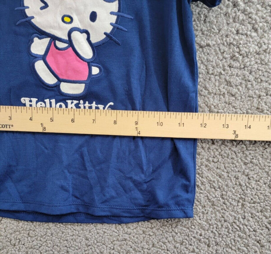Hello Kitty by Sanrio Printed Wink Short Sleeve Top Girls 4 Blue Pullover Style~