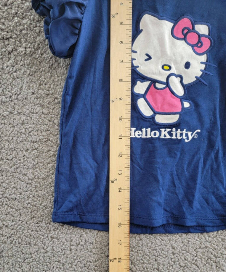 Hello Kitty by Sanrio Printed Wink Short Sleeve Top Girls 4 Blue Pullover Style~