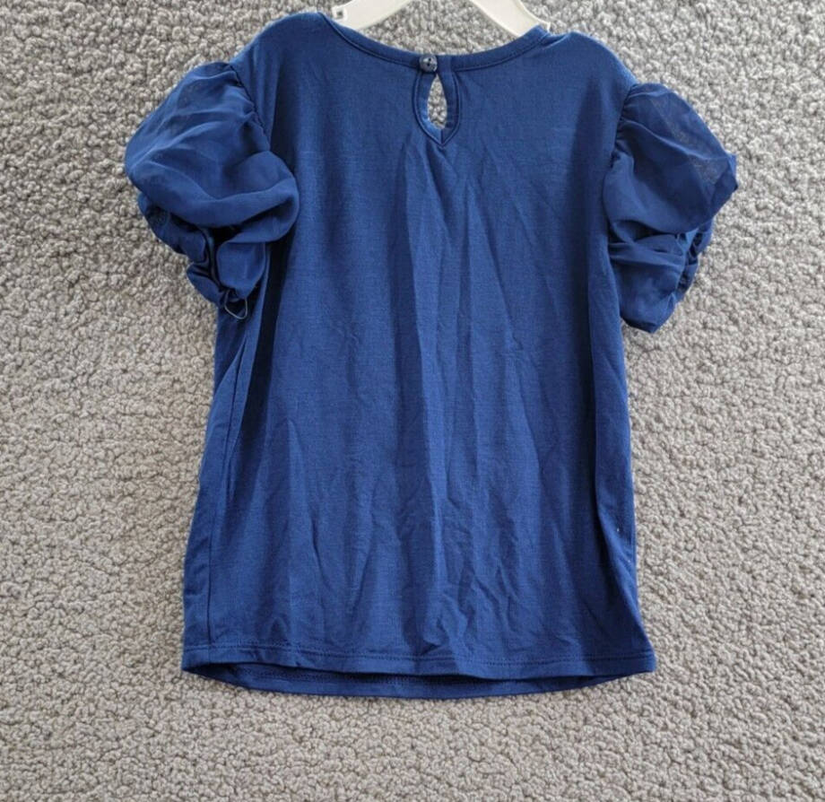 Hello Kitty by Sanrio Printed Wink Short Sleeve Top Girls 4 Blue Pullover Style~