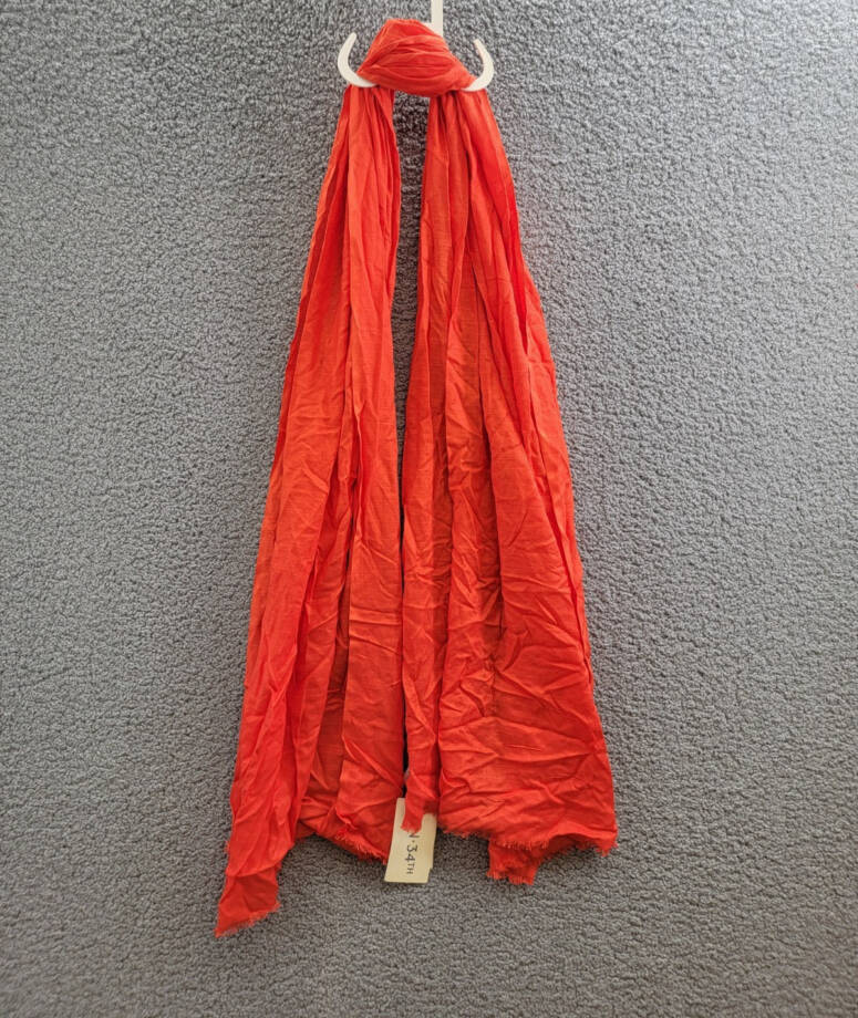 On 34th Soft Sheen Fringe-Trim Scarf Women's One Size Red