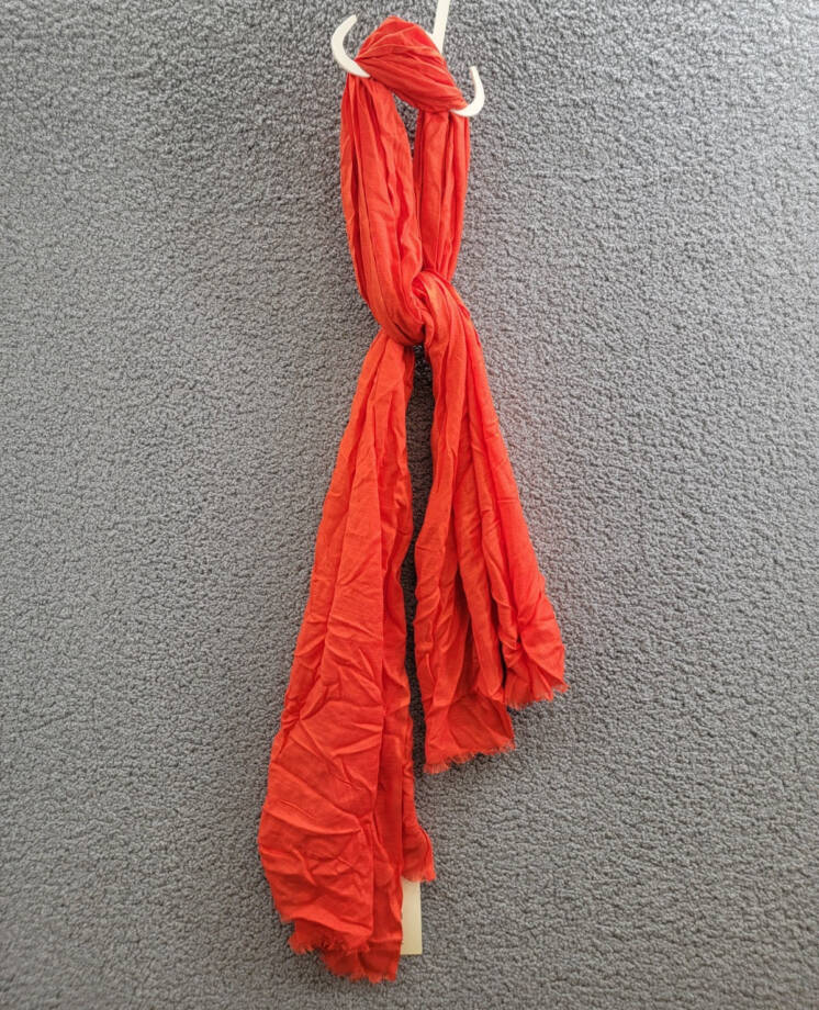 On 34th Soft Sheen Fringe-Trim Scarf Women's One Size Red