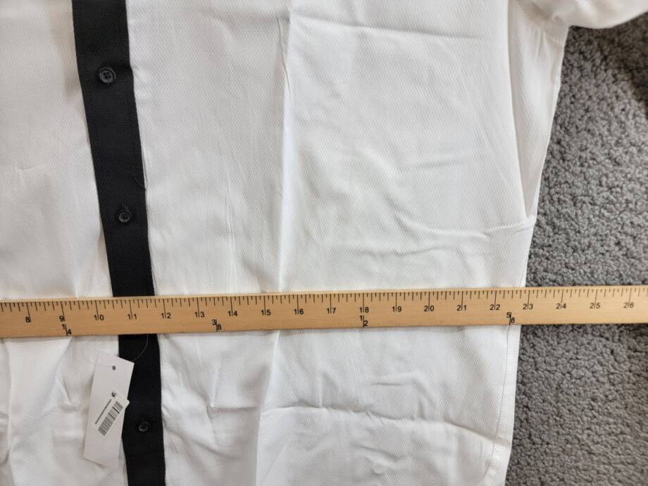 Tayion Collection Slim-Fit Black Trim Solid Dress Shirt Men's XL 17-17.5 32-33