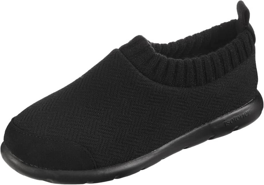 isotoner Microterry Lined Knit Zenz Sock Bootie Slipper Women's 9 Black Slip On