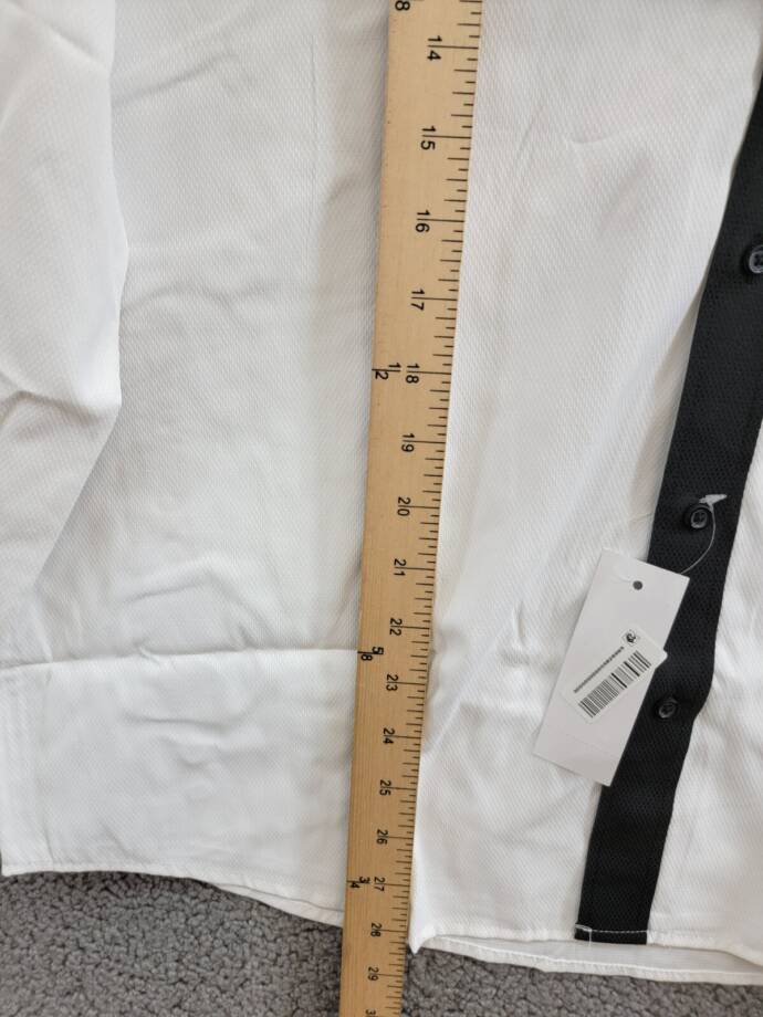 Tayion Collection Slim-Fit Black Trim Solid Dress Shirt Men's XL 17-17.5 32-33