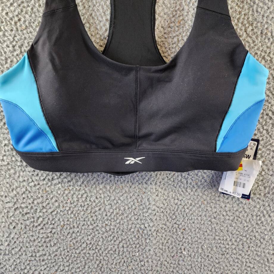 Reebok Plus Size Lux Colorblocked Racerback Sports Bra Women's 1X/16W Black/Blue