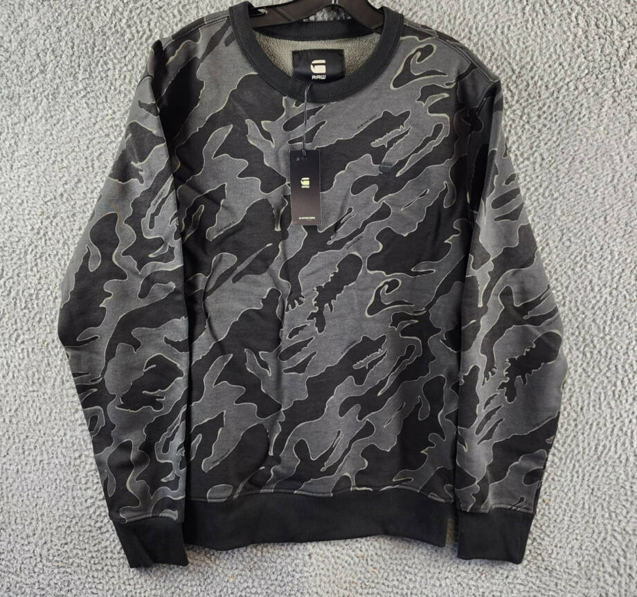 G-STAR RAW Island Camo Fleece Sweatshirt Men's M Cloack Island Crewneck Pullover