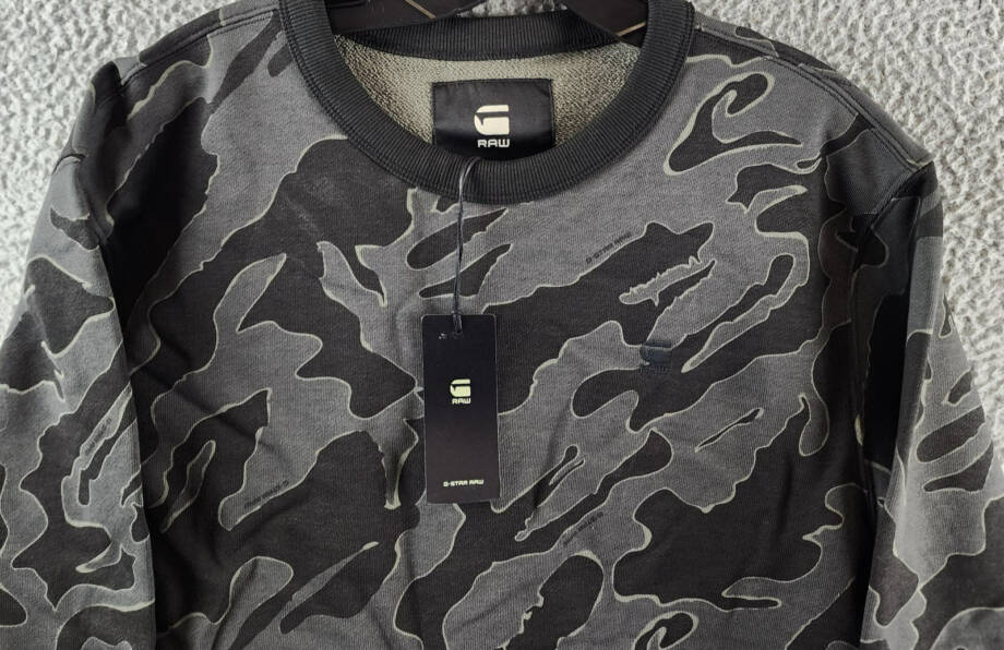 G-STAR RAW Island Camo Fleece Sweatshirt Men's M Cloack Island Crewneck Pullover