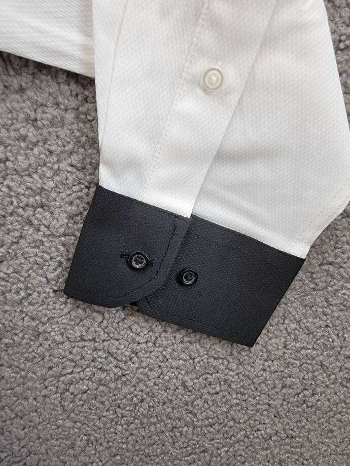 Tayion Collection Slim-Fit Black Trim Solid Dress Shirt Men's XL 17-17.5 32-33