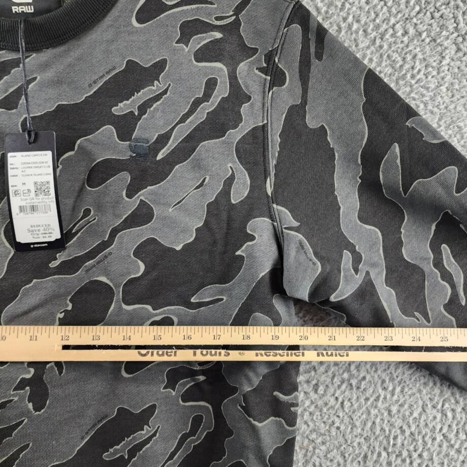 G-STAR RAW Island Camo Fleece Sweatshirt Men's M Cloack Island Crewneck Pullover