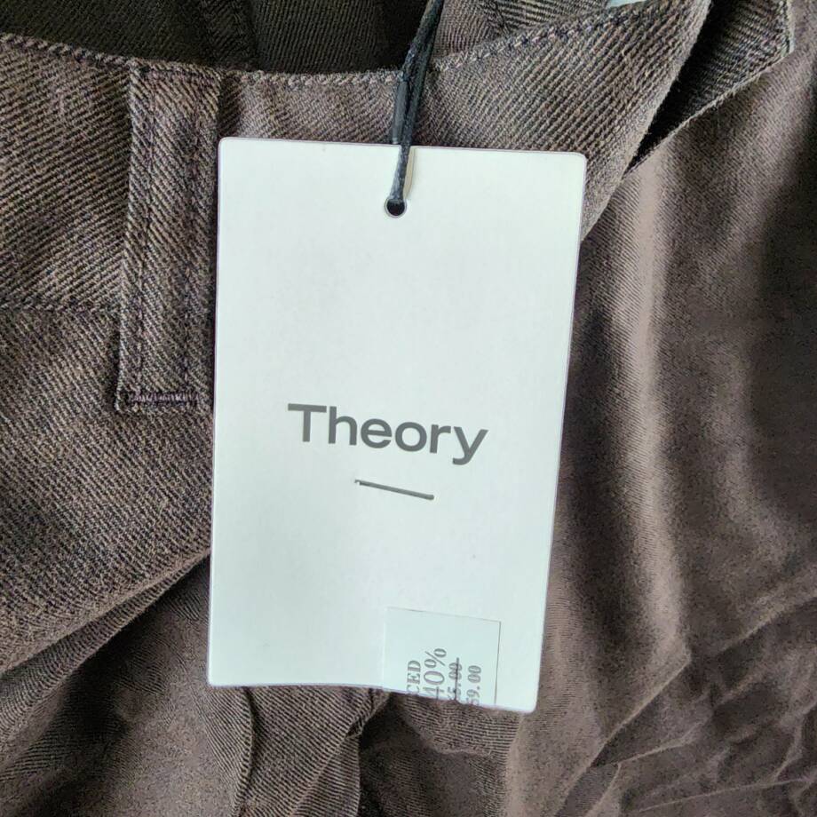 Theory Carpenter Pants Men's 33 Hickory Melange Side Pockets Button Zip Closure