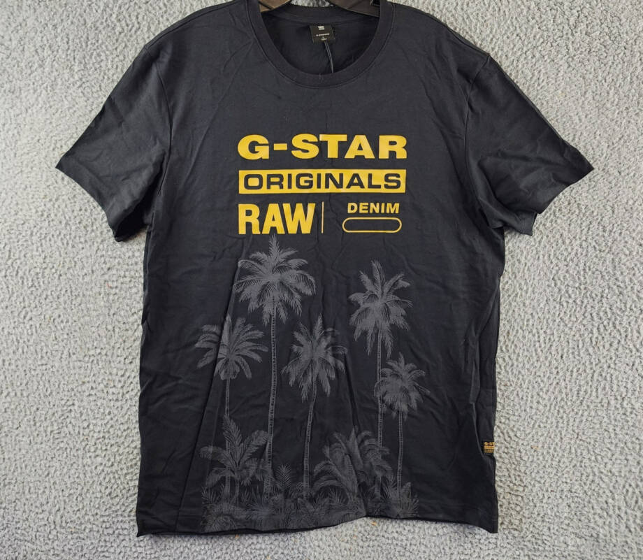 G-Star Raw Palm Originals Regular-Fit Logo Graphic T-Shirt Mens L Black Pullover