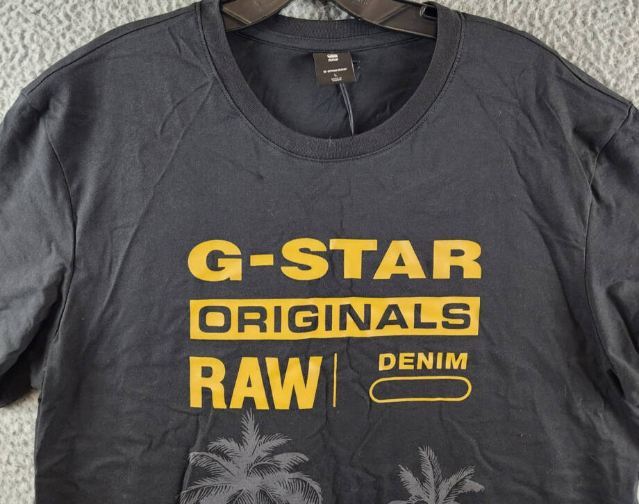 G-Star Raw Palm Originals Regular-Fit Logo Graphic T-Shirt Mens L Black Pullover