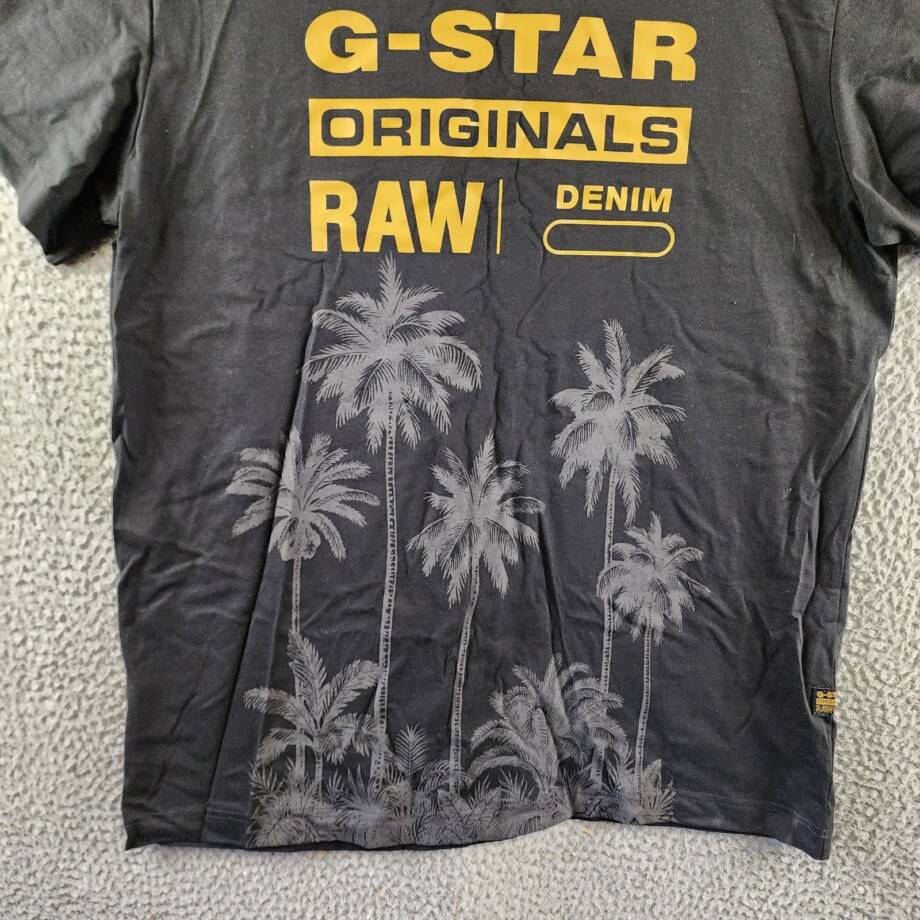 G-Star Raw Palm Originals Regular-Fit Logo Graphic T-Shirt Mens L Black Pullover
