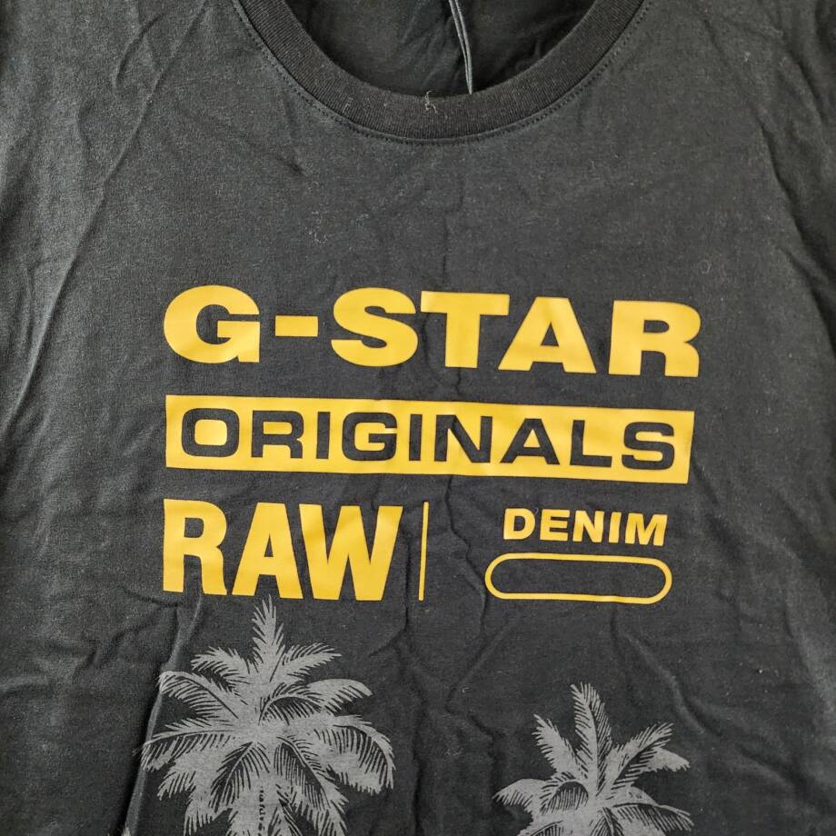 G-Star Raw Palm Originals Regular-Fit Logo Graphic T-Shirt Mens L Black Pullover