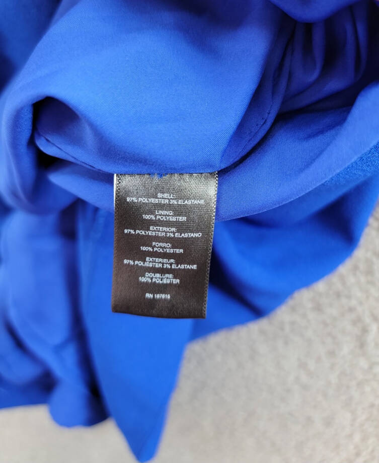 Tahari ASL Rhinestone Trim Shift Dress Women's 6 Cobalt Round Neck Long Sleeves~