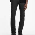 John Varvatos Slim Fit Waxed Coated Jeans Men's 36 Ink Blue Button Zip Closure