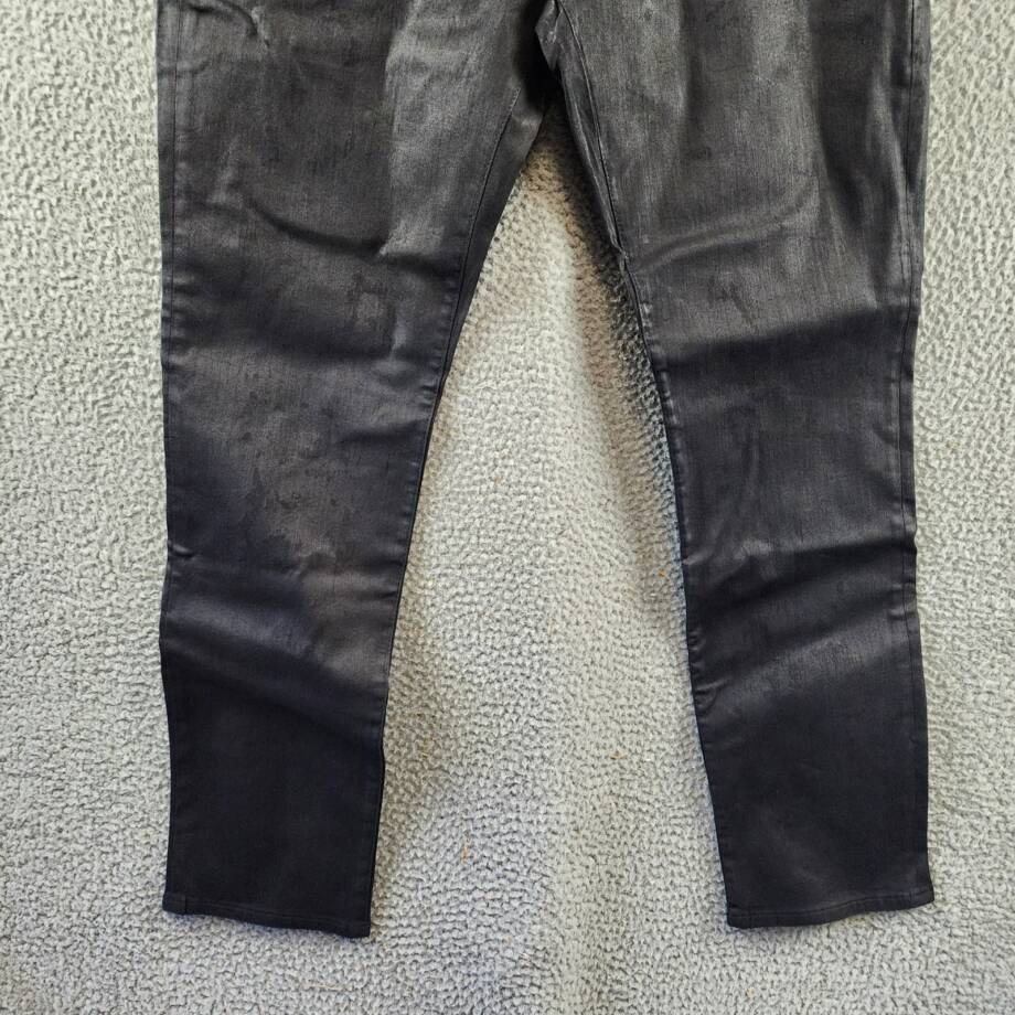 John Varvatos Slim Fit Waxed Coated Jeans Men's 36 Ink Blue Button Zip Closure