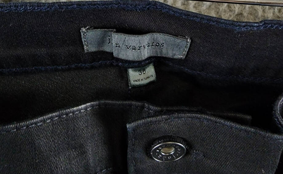 John Varvatos Slim Fit Waxed Coated Jeans Men's 36 Ink Blue Button Zip Closure