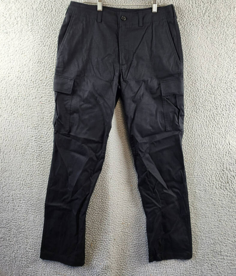 Theory Straight Twill Cargo Pants Men's 32 Black Side Pockets Button Zip Closure