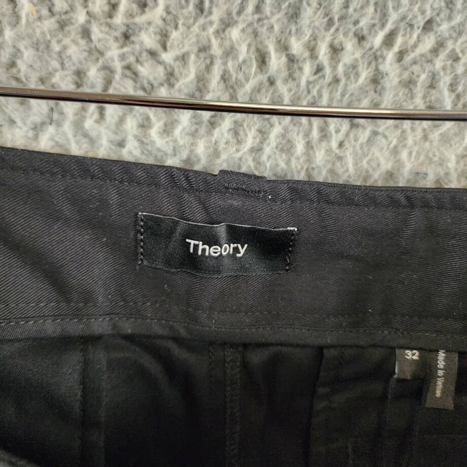 Theory Straight Twill Cargo Pants Men's 32 Black Side Pockets Button Zip Closure