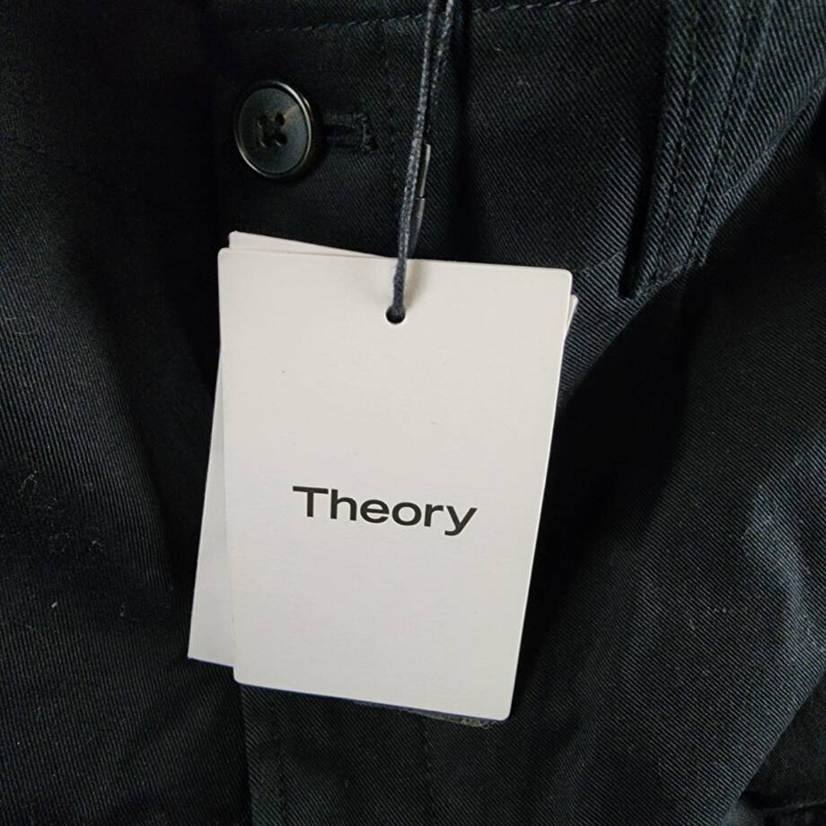 Theory Straight Twill Cargo Pants Men's 32 Black Side Pockets Button Zip Closure