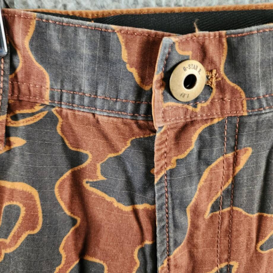 G-Star Raw Printed Straight-Fit Cargo Pants Men's 34/32 Rodeo Island Button Zip