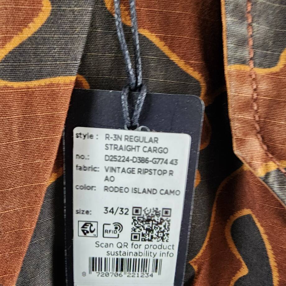 G-Star Raw Printed Straight-Fit Cargo Pants Men's 34/32 Rodeo Island Button Zip
