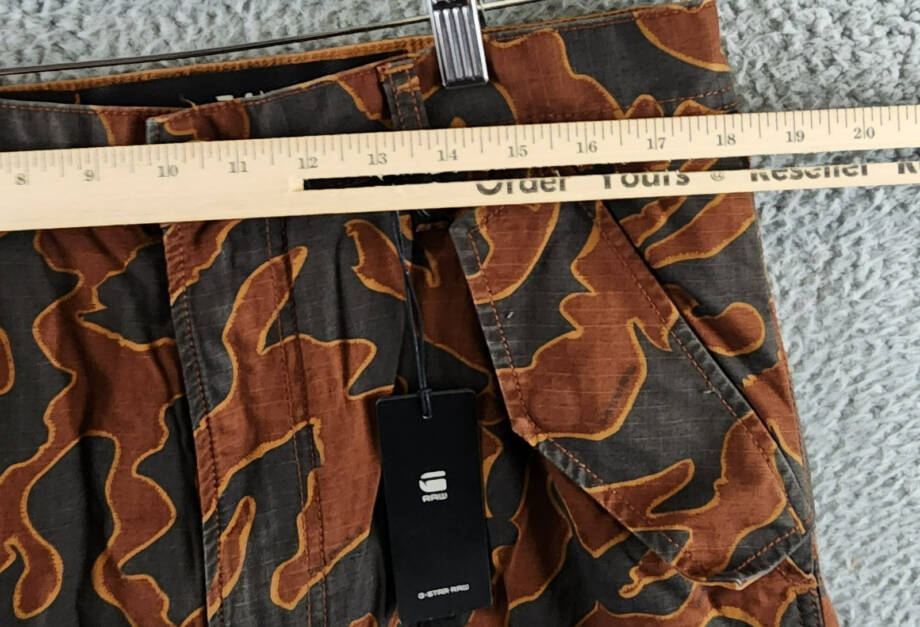 G-Star Raw Printed Straight-Fit Cargo Pants Men's 34/32 Rodeo Island Button Zip