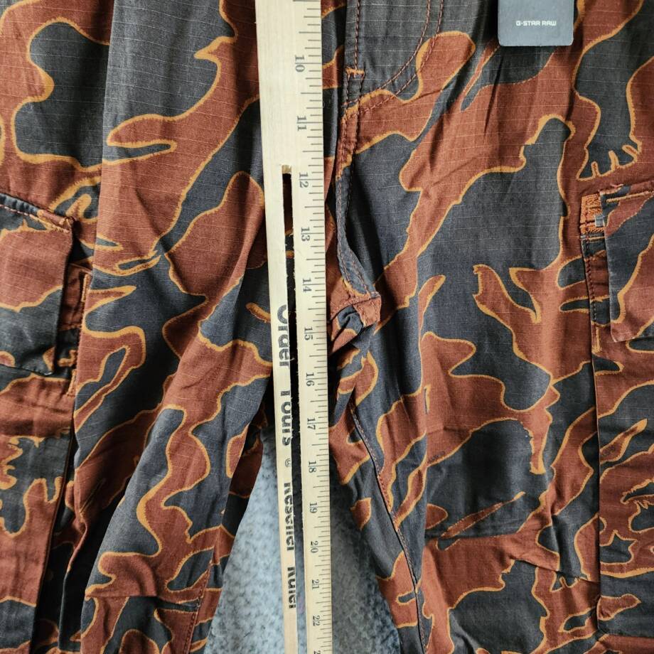 G-Star Raw Printed Straight-Fit Cargo Pants Men's 34/32 Rodeo Island Button Zip