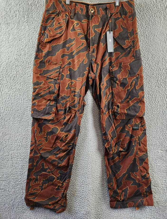 G-Star Raw Printed Straight-Fit Cargo Pants Men's 32/32 Rodeo Island Button Zip