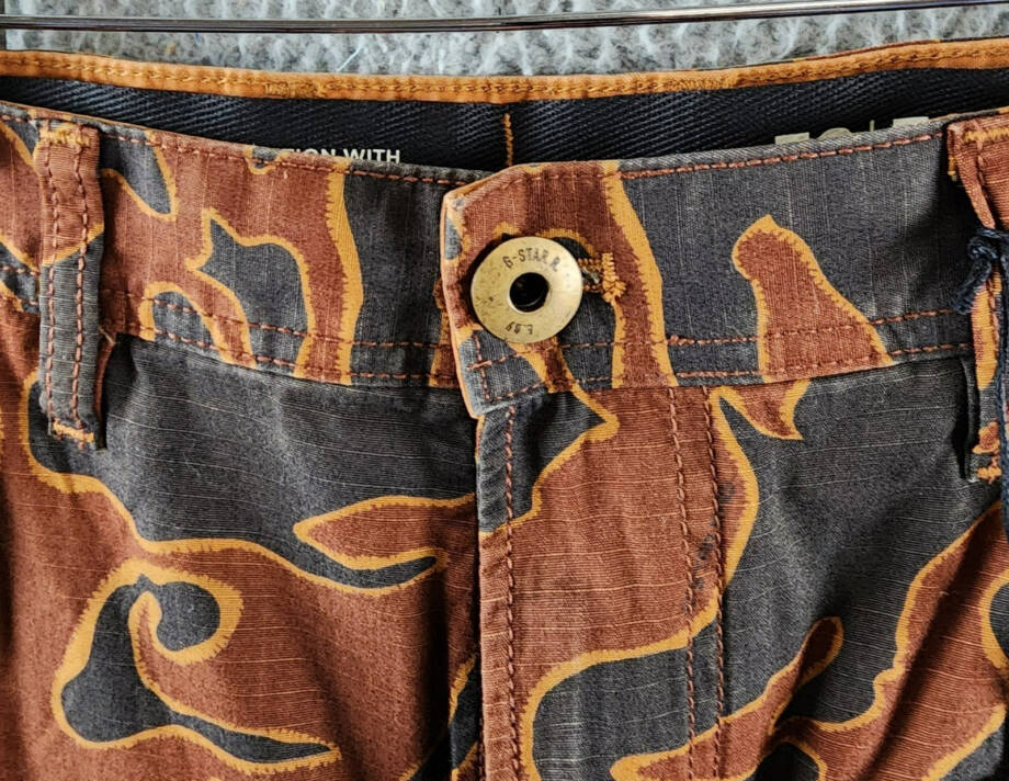 G-Star Raw Printed Straight-Fit Cargo Pants Men's 32/32 Rodeo Island Button Zip