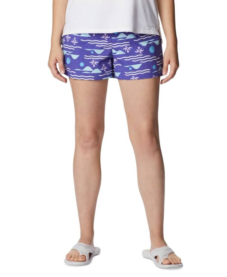 Columbia Sandy River II Printed Mid-Rise Shorts Women's M Purple Lotus Pull On