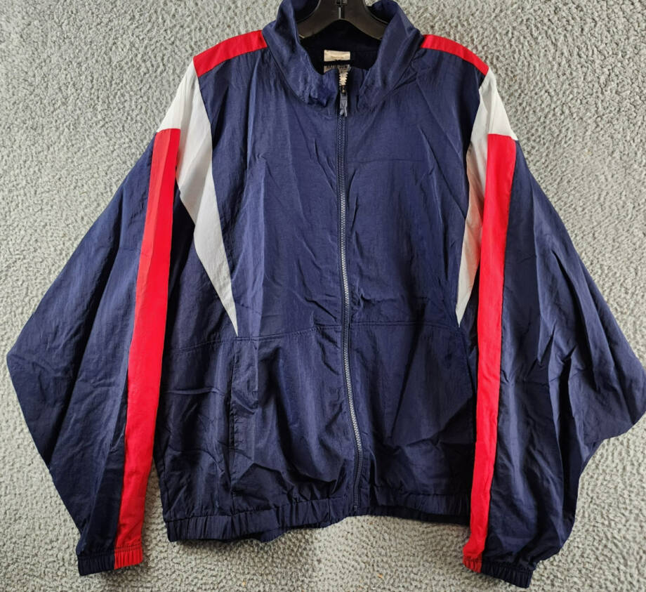 Reebok Back Vector Colorblock Track Jacket Women's 2X/18-20W Navy Multi Full Zip