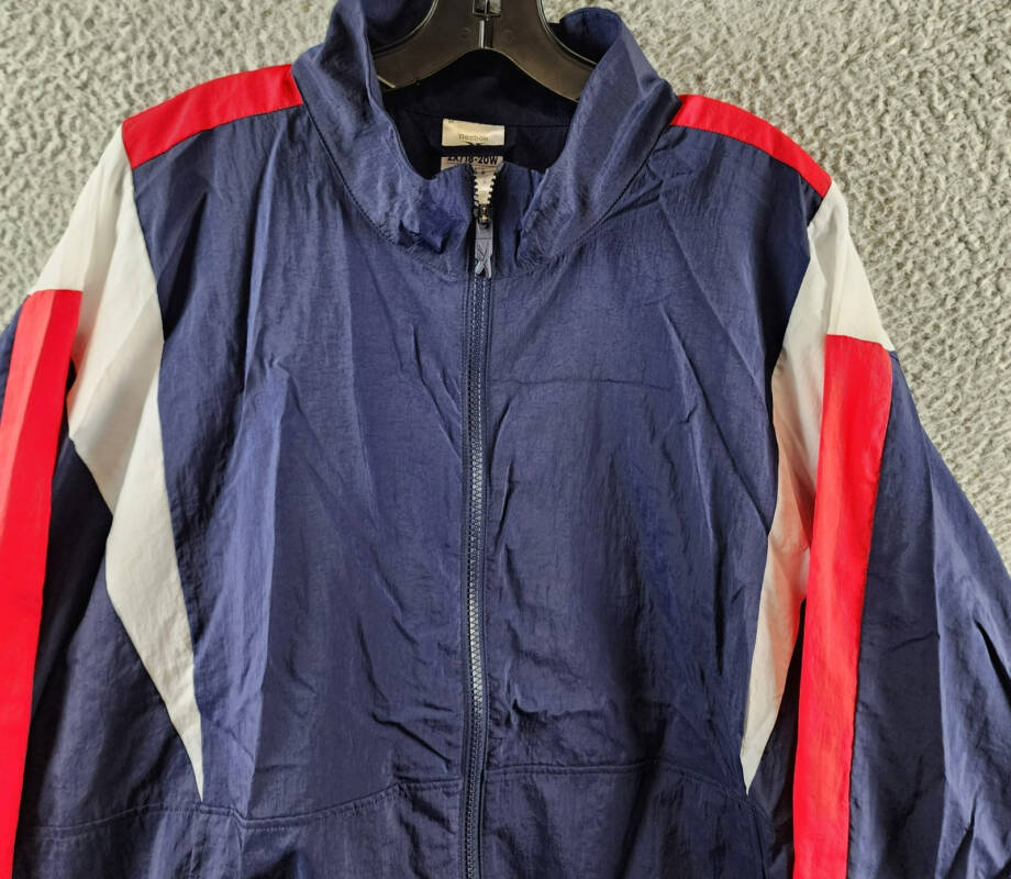 Reebok Back Vector Colorblock Track Jacket Women's 2X/18-20W Navy Multi Full Zip