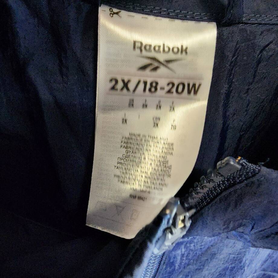 Reebok Back Vector Colorblock Track Jacket Women's 2X/18-20W Navy Multi Full Zip