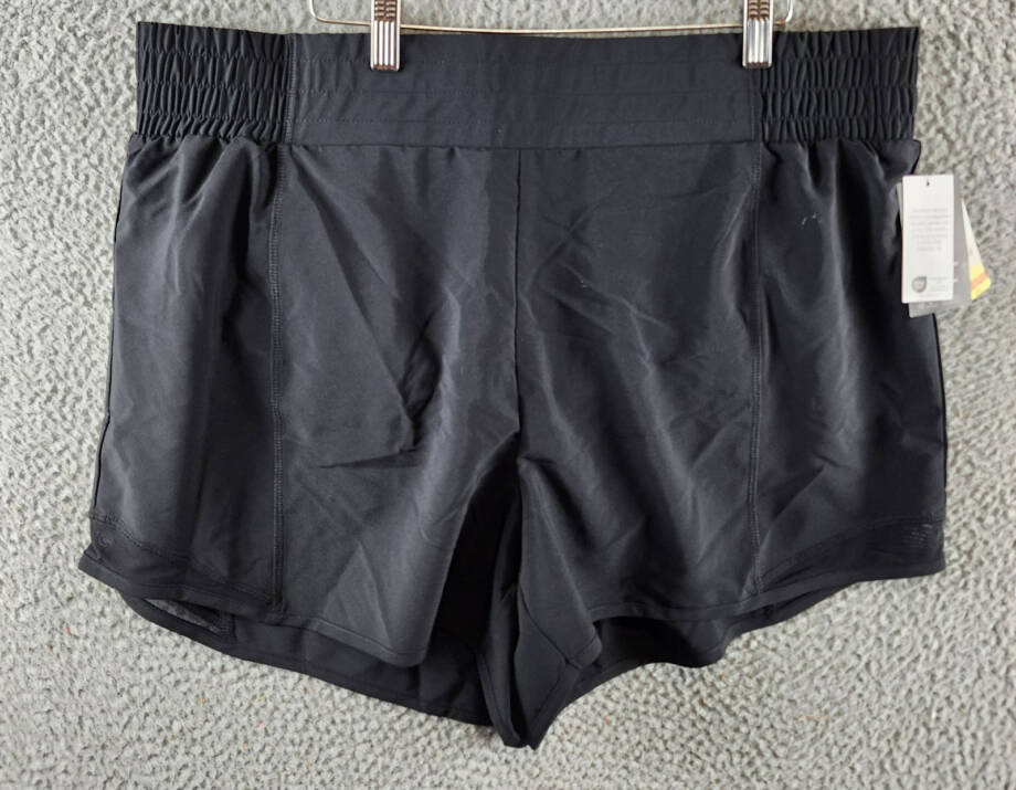 ID Ideology Plus Size Solid Elastic-Back Woven Running Shorts Women's 1X Black