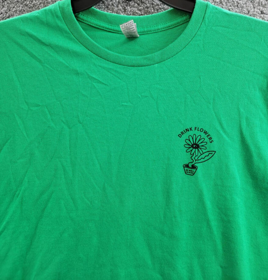 Gildan Live a Joyful Life Graphic Crewneck T-Shirt Women's L Green Short Sleeve