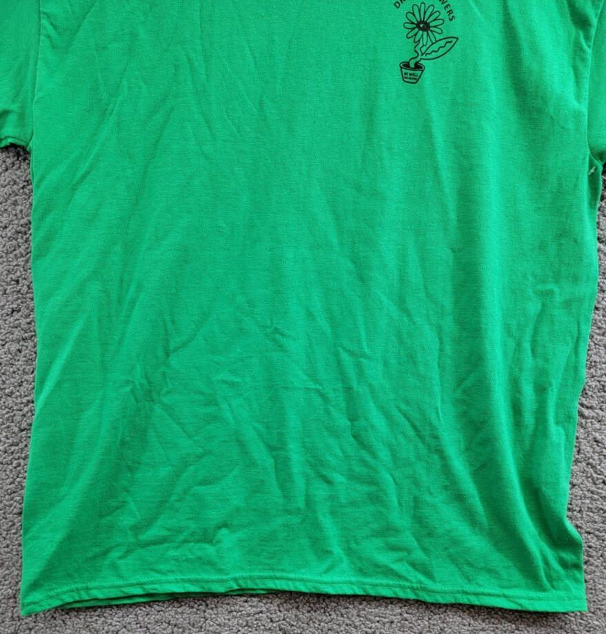 Gildan Live a Joyful Life Graphic Crewneck T-Shirt Women's L Green Short Sleeve