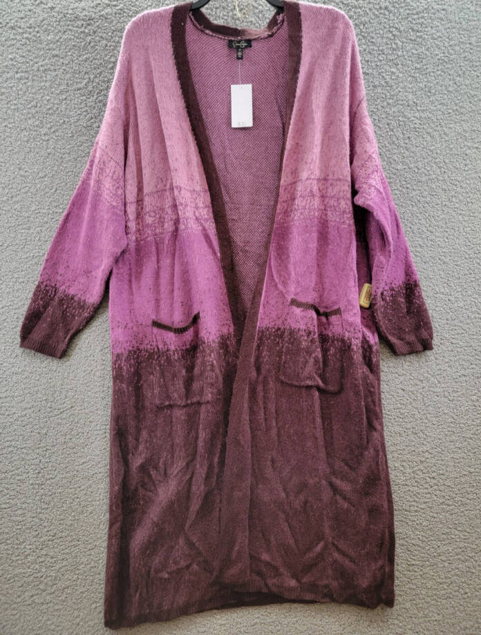 Jessica Simpson Trendy Plus Size Carmine Long Cardigan Women's 3X Winestasting