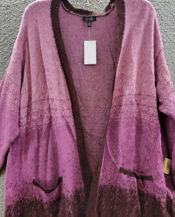 Jessica Simpson Trendy Plus Size Carmine Long Cardigan Women's 3X Winestasting