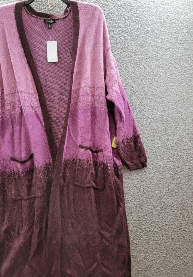 Jessica Simpson Trendy Plus Size Carmine Long Cardigan Women's 3X Winestasting
