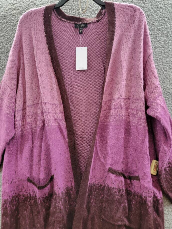 Jessica Simpson Trendy Plus Size Carmine Long Cardigan Women's 3X Winestasting