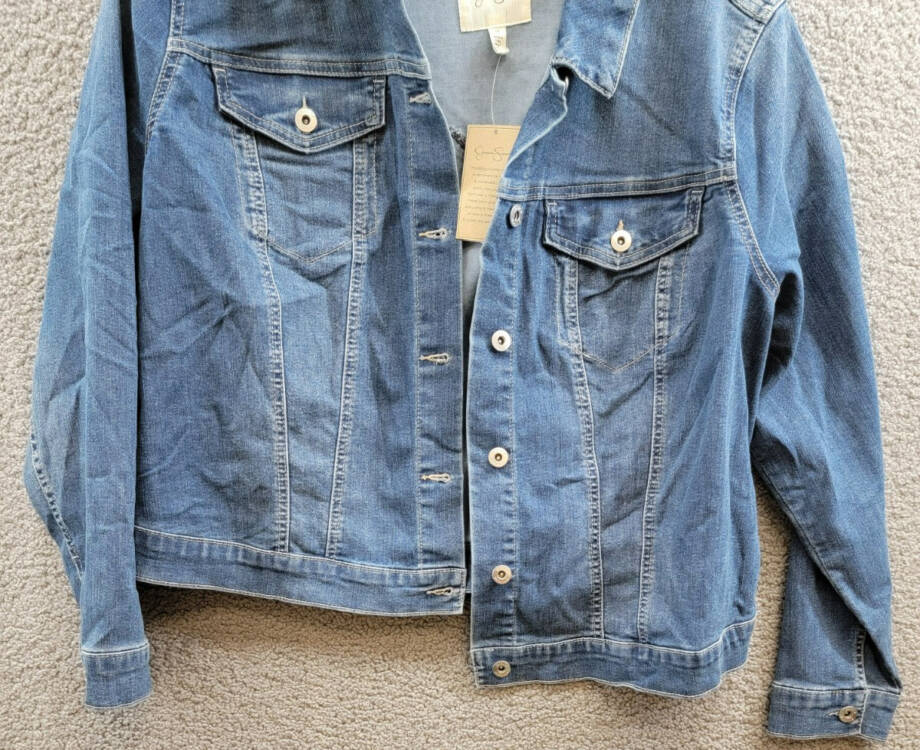 Jessica Simpson Trendy Plus Size Pixie Long Sleeve Denim Jacket Womens 2X Mercer