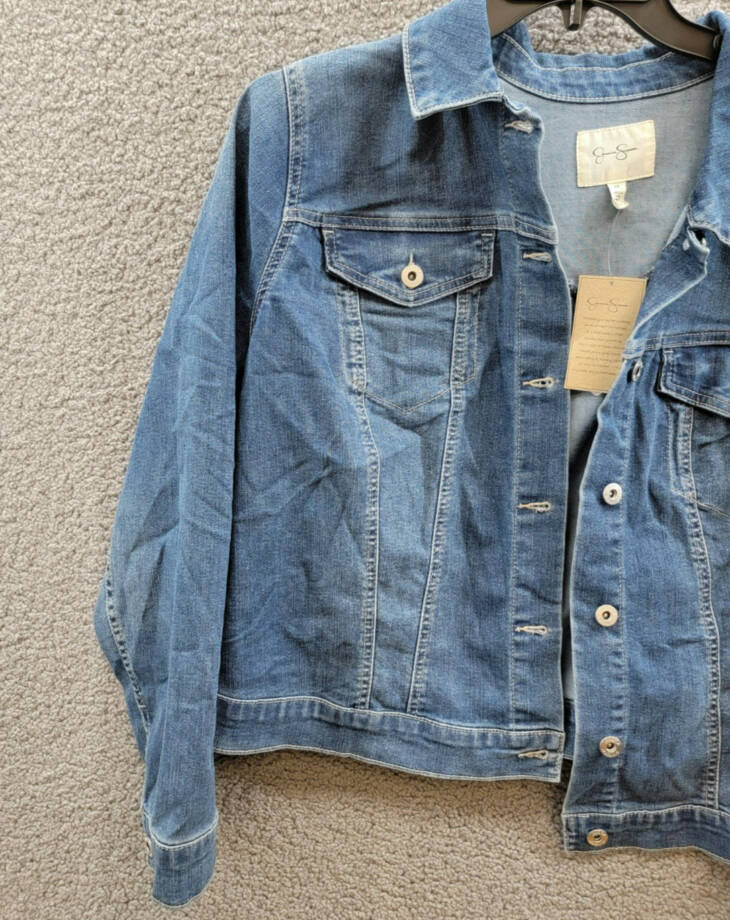 Jessica Simpson Trendy Plus Size Pixie Long Sleeve Denim Jacket Womens 2X Mercer