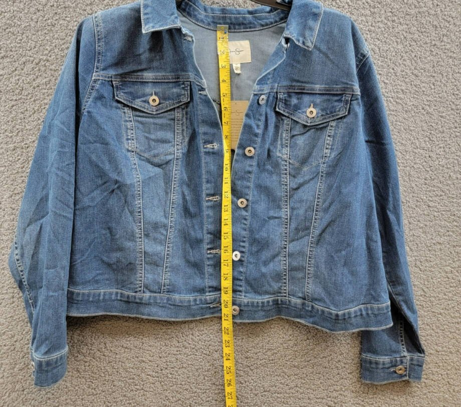 Jessica Simpson Trendy Plus Size Pixie Long Sleeve Denim Jacket Womens 2X Mercer